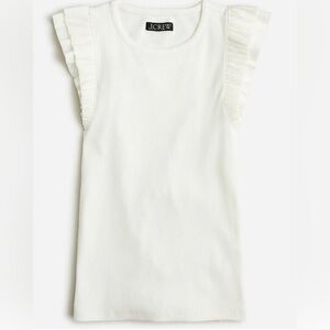 NEW J.Crew | Vintage Rib Ruffle-Sleeve Shirt Tank Top #BP083 Sz‎ L